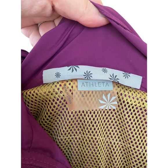 Athleta purple anorak long button-down and zipper windbreaker jacket with hood - Picture 12 of 12